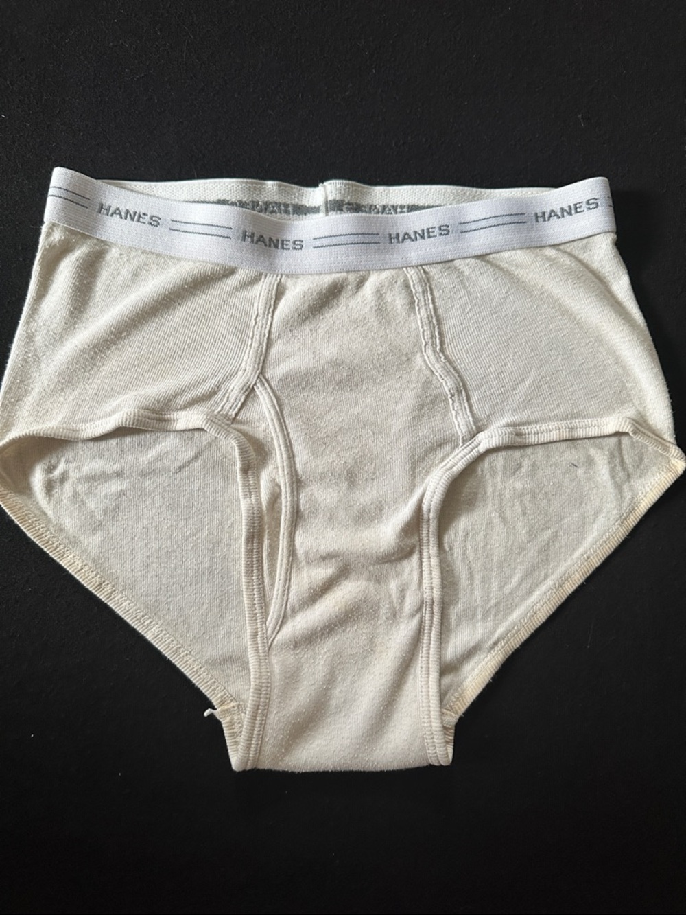 Hanes Men's Cream Briefs with White Waistband